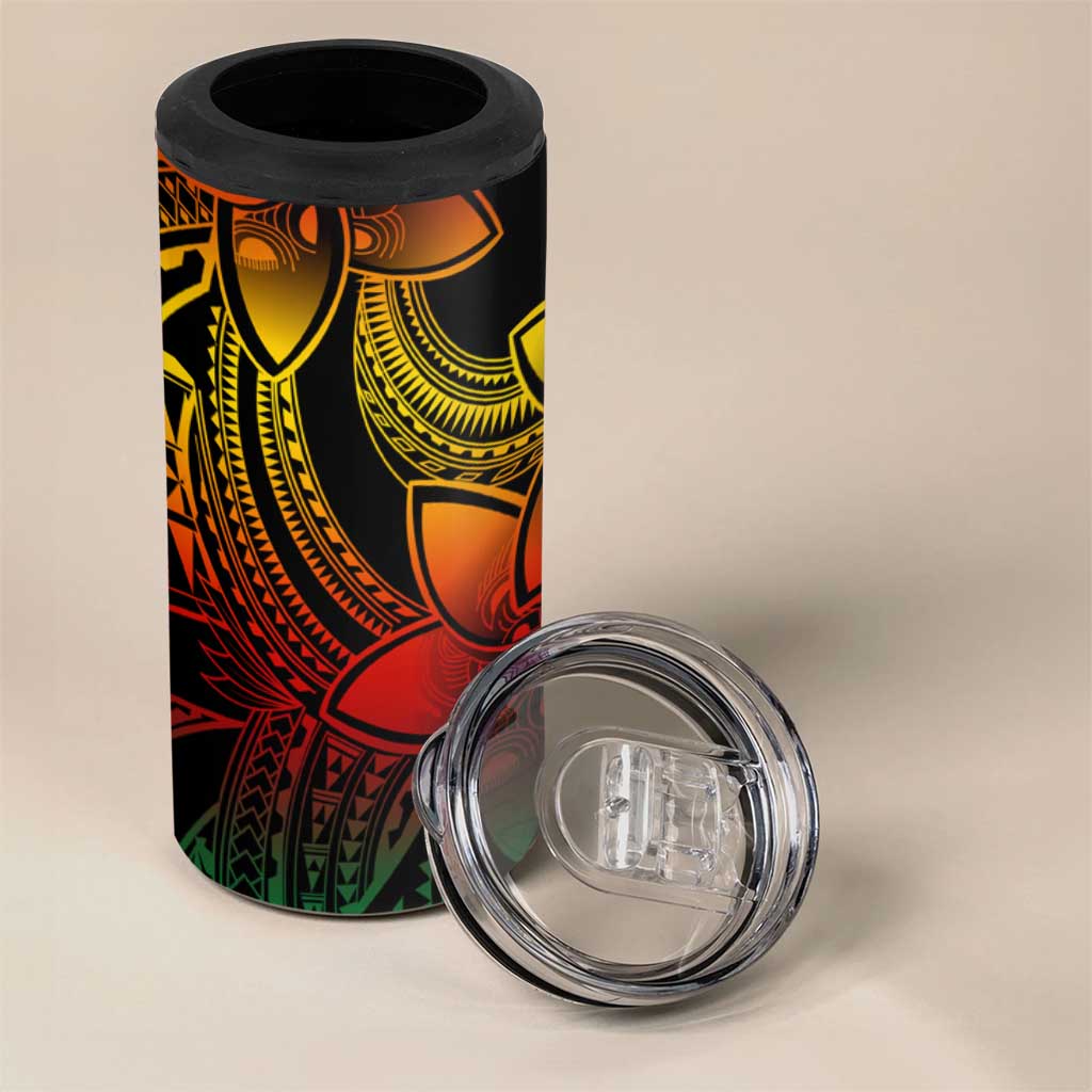 Polynesian Tribal Plumeria Flowers 4 in 1 Can Cooler Tumbler Reggae Vibe LT9 - Polynesian Pride