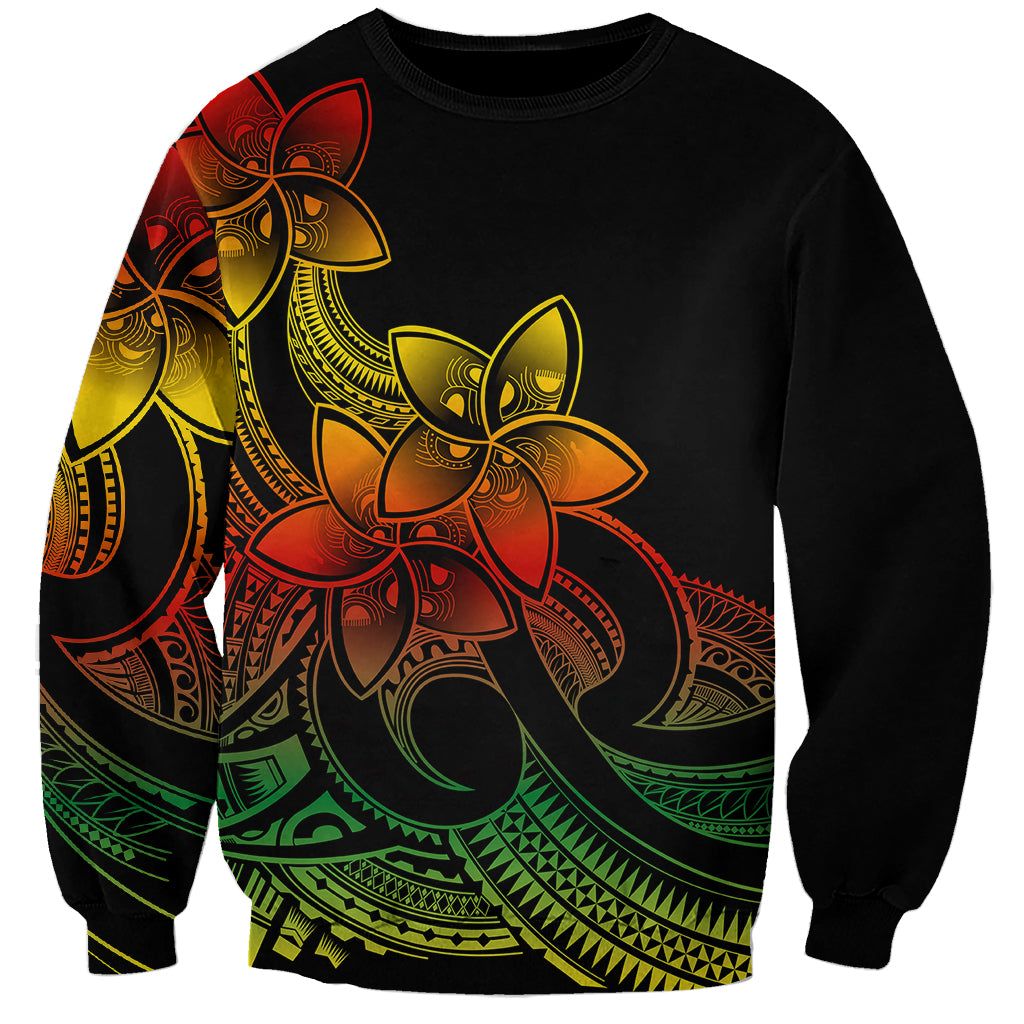 Polynesian Pride Plumeria Flowers Sweatshirt Polynesian Tribal Reggae Vibe LT9 Unisex Reggae - Polynesian Pride