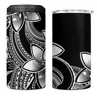 Polynesian Tribal Plumeria Flowers 4 in 1 Can Cooler Tumbler Black Vibe LT9 One Size: 16 oz Black - Polynesian Pride