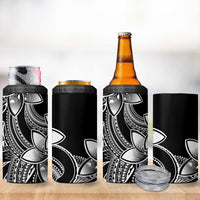 Polynesian Tribal Plumeria Flowers 4 in 1 Can Cooler Tumbler Black Vibe LT9 - Polynesian Pride