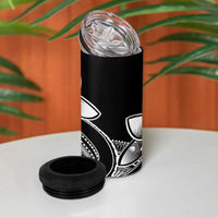 Polynesian Tribal Plumeria Flowers 4 in 1 Can Cooler Tumbler Black Vibe LT9 - Polynesian Pride