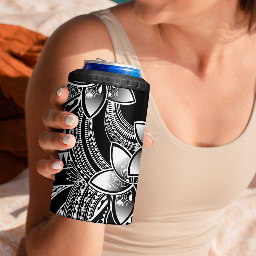 Polynesian Tribal Plumeria Flowers 4 in 1 Can Cooler Tumbler Black Vibe LT9 - Polynesian Pride