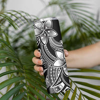 Polynesian Tribal Plumeria Flowers Skinny Tumbler Black Vibe LT9 - Polynesian Pride