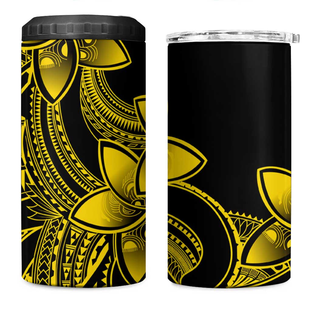 Polynesian Tribal Plumeria Flowers 4 in 1 Can Cooler Tumbler Yellow Vibe LT9 One Size: 16 oz Yellow - Polynesian Pride