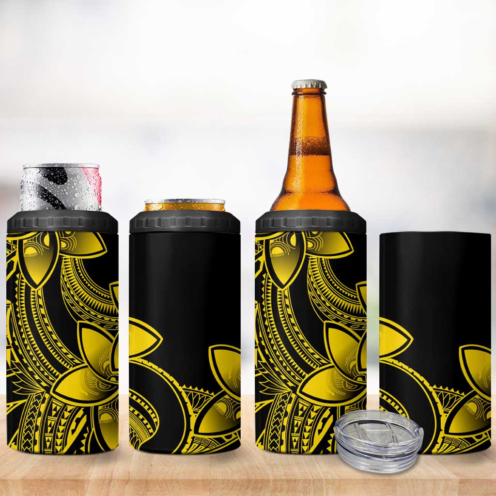 Polynesian Tribal Plumeria Flowers 4 in 1 Can Cooler Tumbler Yellow Vibe LT9 - Polynesian Pride