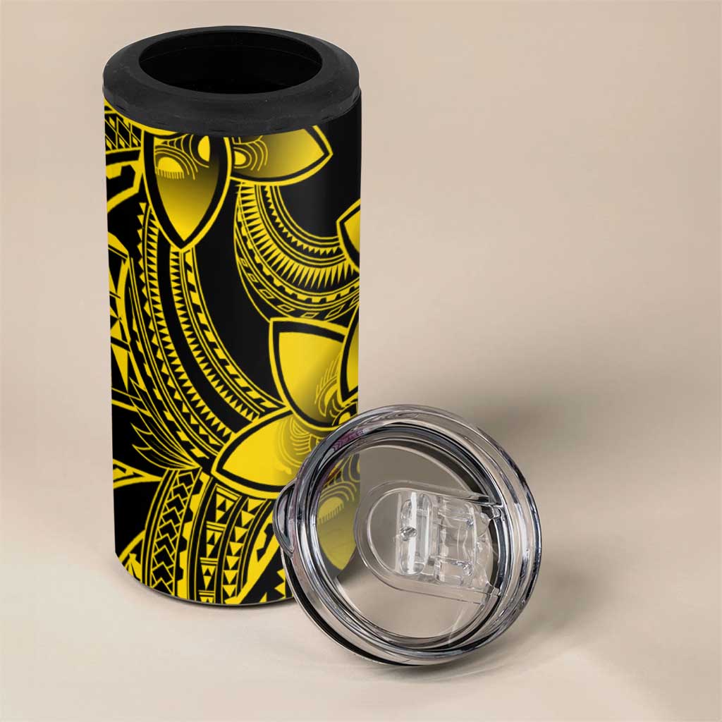 Polynesian Tribal Plumeria Flowers 4 in 1 Can Cooler Tumbler Yellow Vibe LT9 - Polynesian Pride