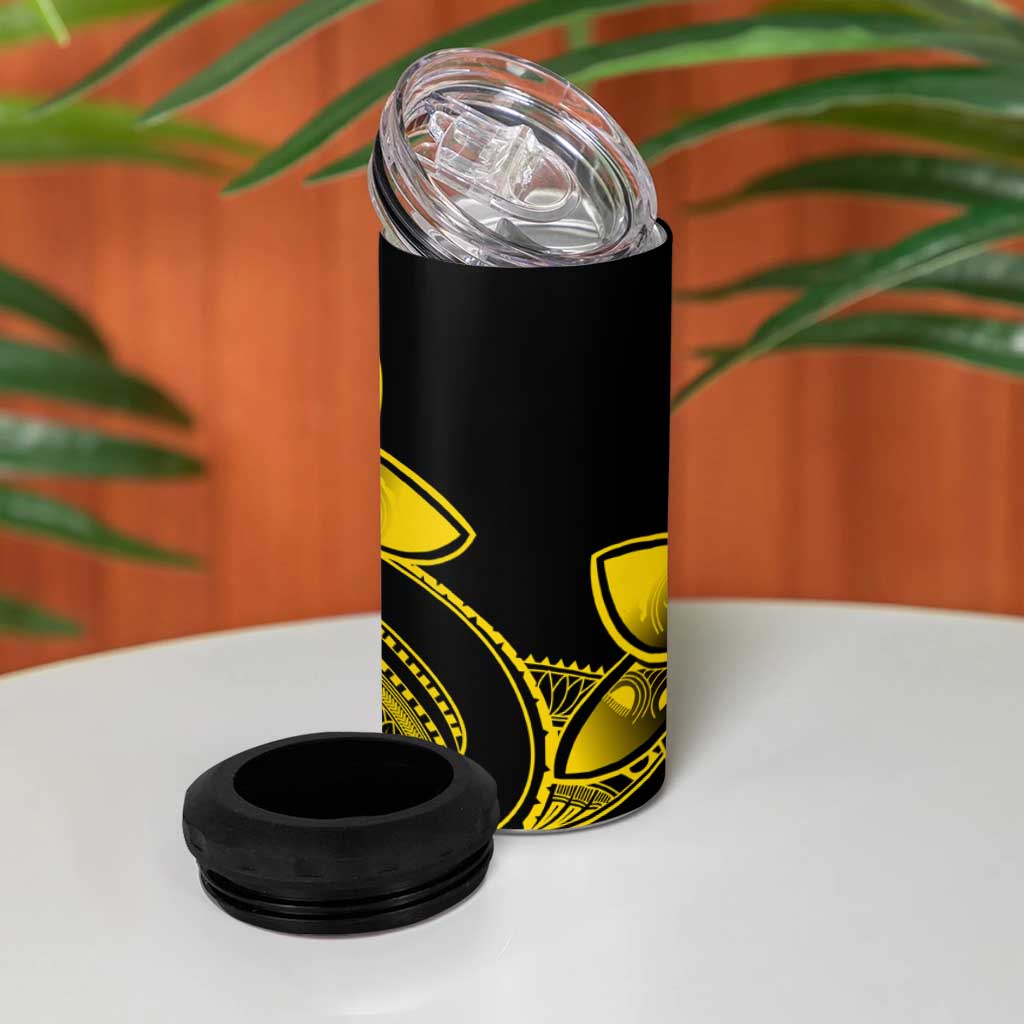 Polynesian Tribal Plumeria Flowers 4 in 1 Can Cooler Tumbler Yellow Vibe LT9 - Polynesian Pride