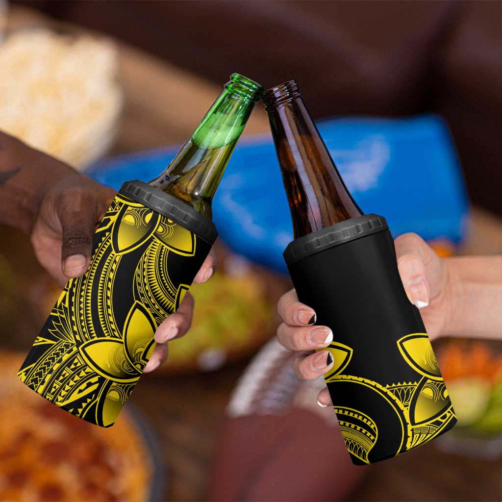 Polynesian Tribal Plumeria Flowers 4 in 1 Can Cooler Tumbler Yellow Vibe LT9 - Polynesian Pride