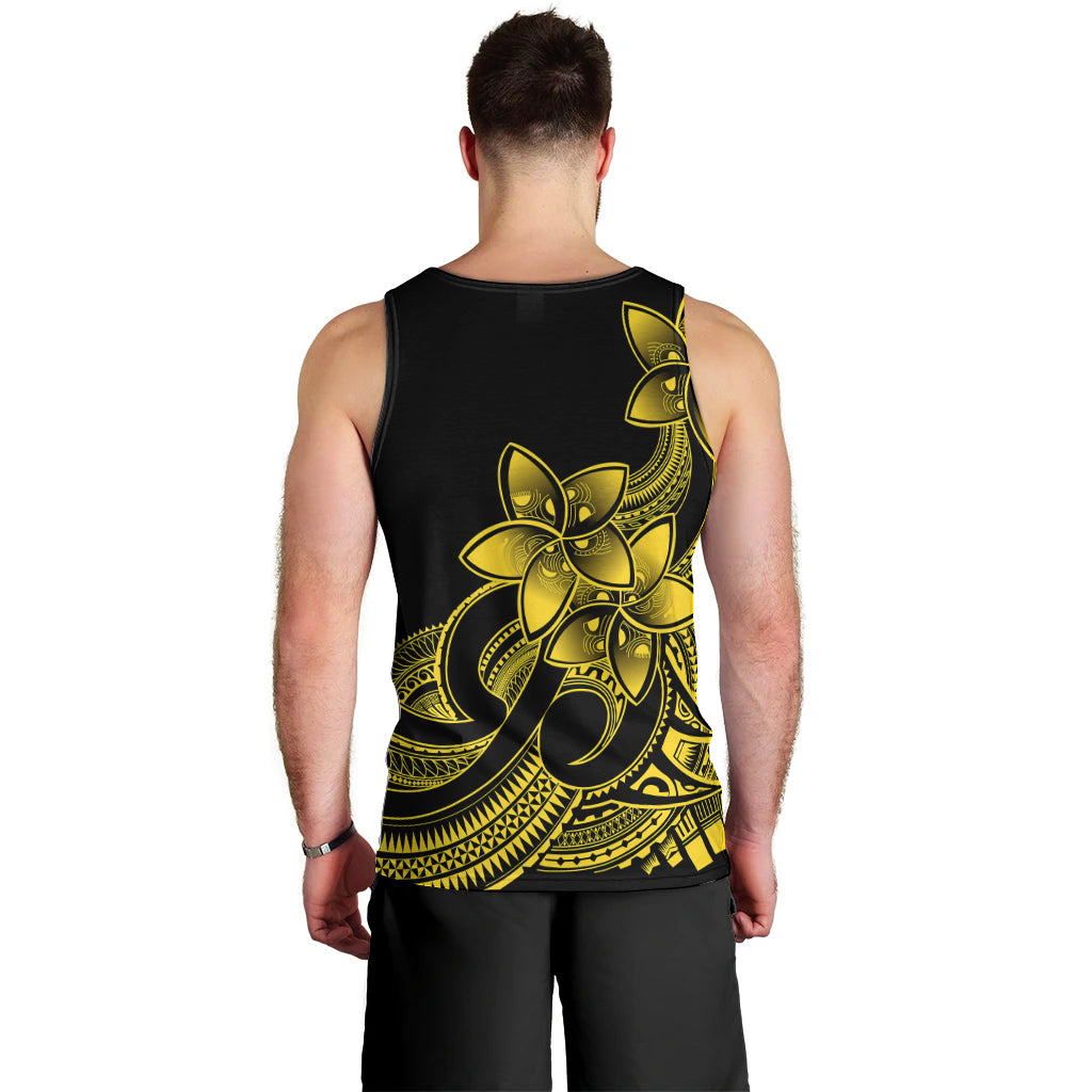 Polynesian Pride Plumeria Flowers Men Tank Top Polynesian Tribal Yellow Vibe LT9 - Polynesian Pride
