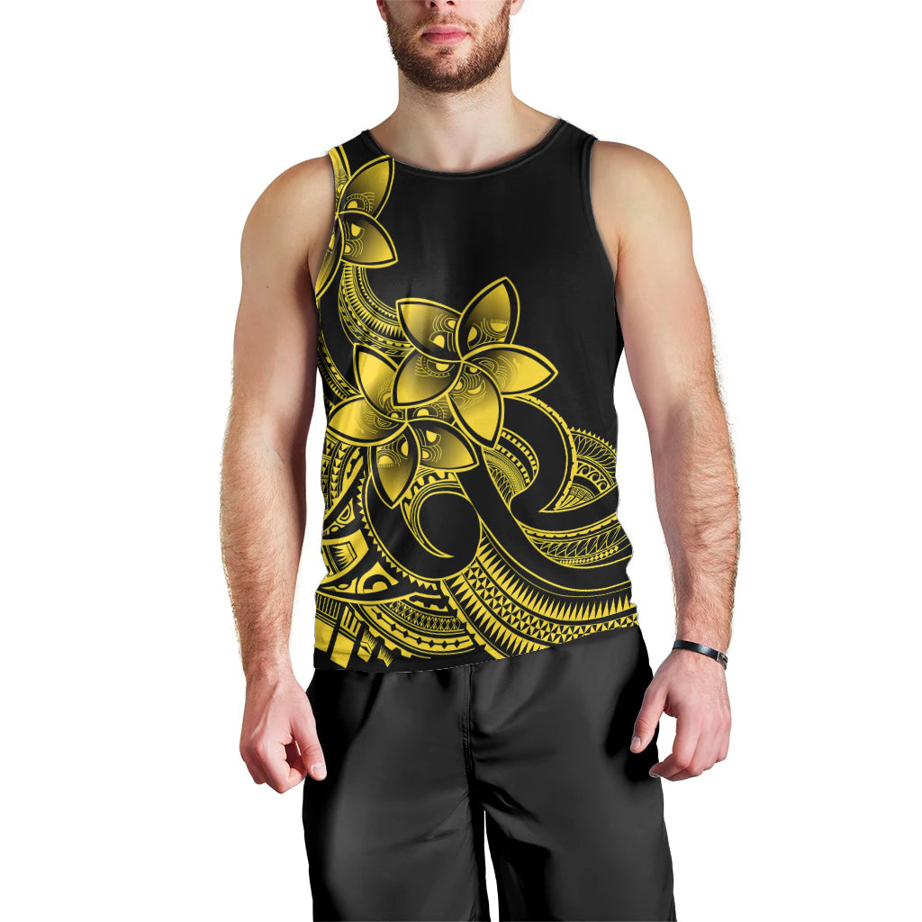 Polynesian Pride Plumeria Flowers Men Tank Top Polynesian Tribal Yellow Vibe LT9 - Polynesian Pride