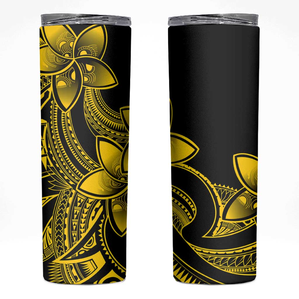 Polynesian Tribal Plumeria Flowers Skinny Tumbler Yellow Vibe LT9 Yellow - Polynesian Pride
