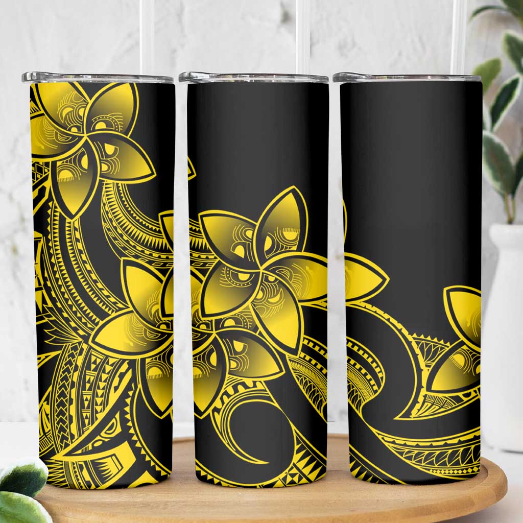Polynesian Tribal Plumeria Flowers Skinny Tumbler Yellow Vibe LT9 - Polynesian Pride