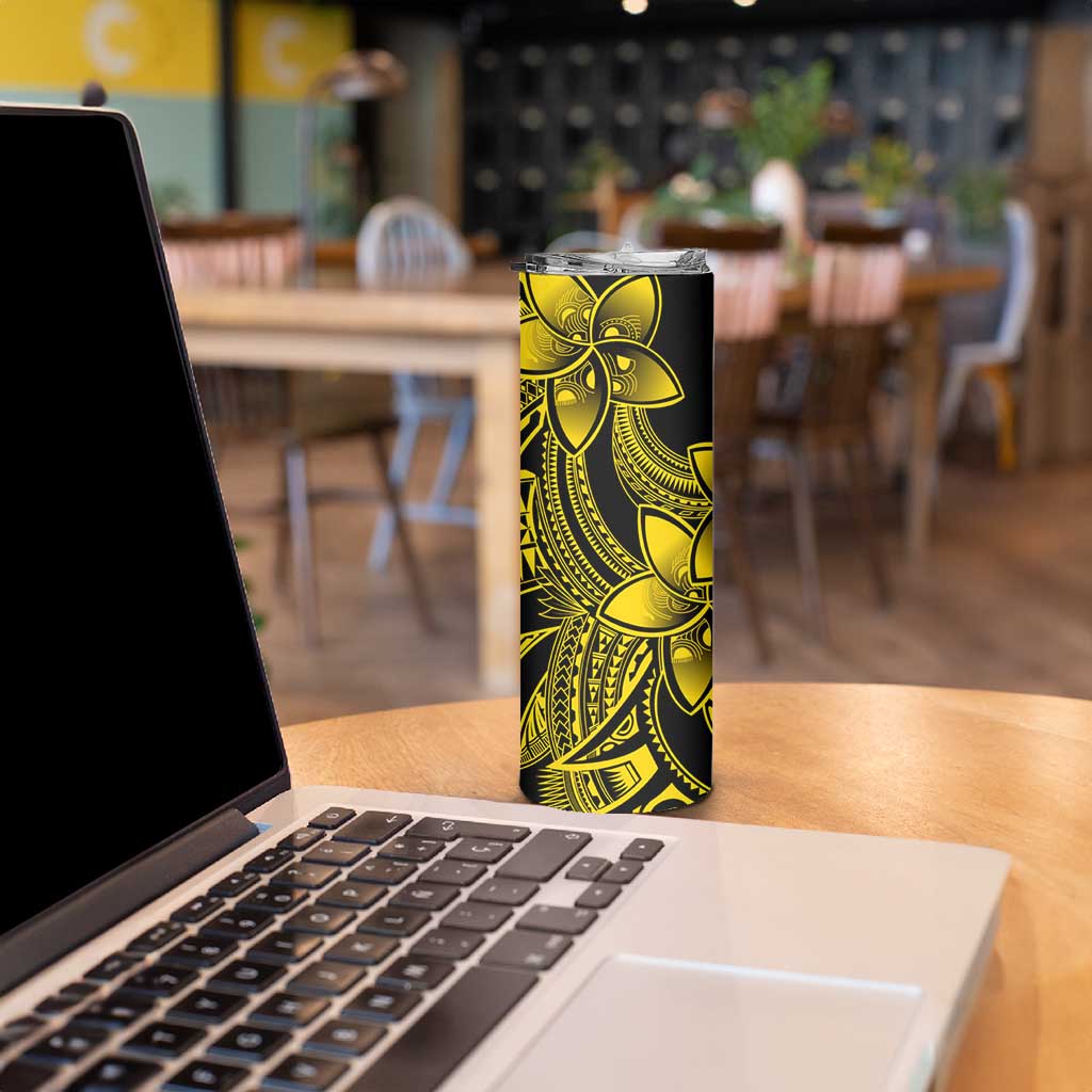 Polynesian Tribal Plumeria Flowers Skinny Tumbler Yellow Vibe LT9 - Polynesian Pride
