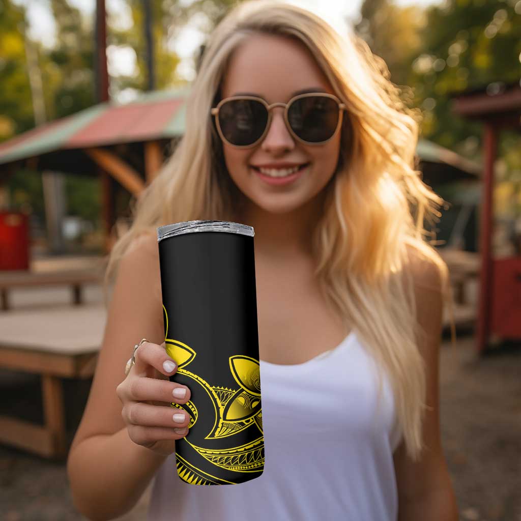 Polynesian Tribal Plumeria Flowers Skinny Tumbler Yellow Vibe LT9 - Polynesian Pride