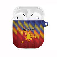 Personalized Philippines Eight Rays Sun AirPods Case Traditional Filipino Igorot Pattern Motif LT9 Red - Polynesian Pride