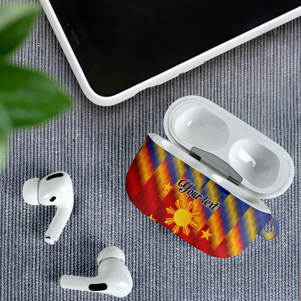 Personalized Philippines Eight Rays Sun AirPods Case Traditional Filipino Igorot Pattern Motif LT9 - Polynesian Pride