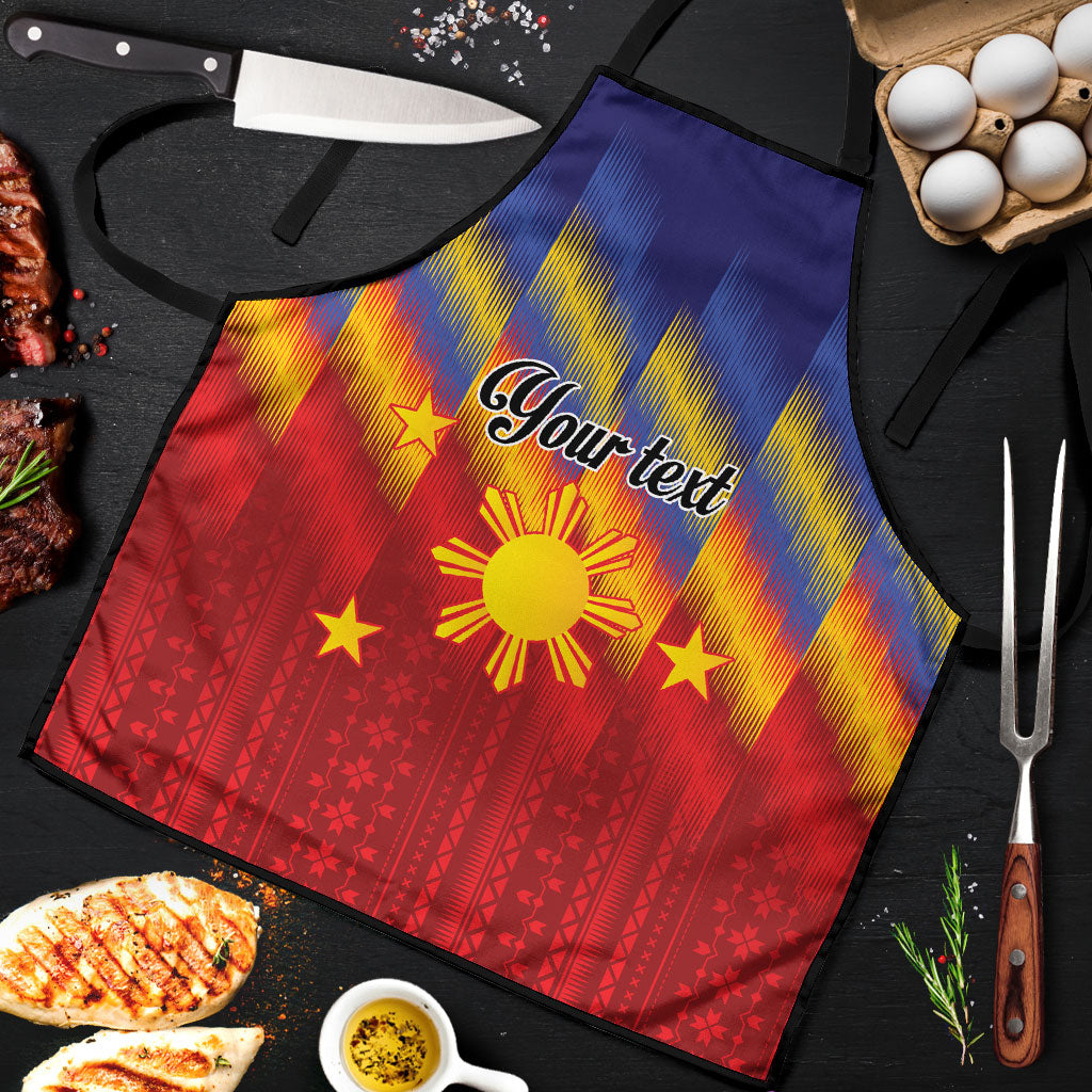 Personalized Philippines Eight Rays Sun Apron Traditional Filipino Igorot Pattern Motif LT9 Red - Polynesian Pride