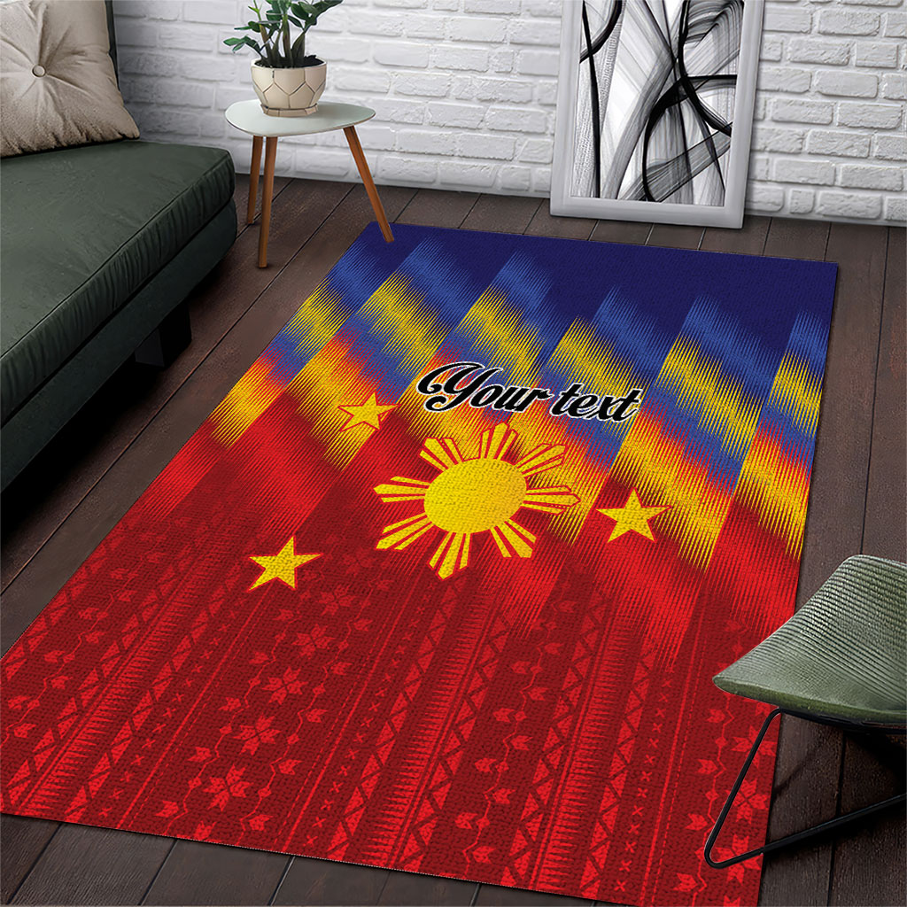 Personalized Philippines Eight Rays Sun Area Rug Traditional Filipino Igorot Pattern Motif LT9 Red - Polynesian Pride