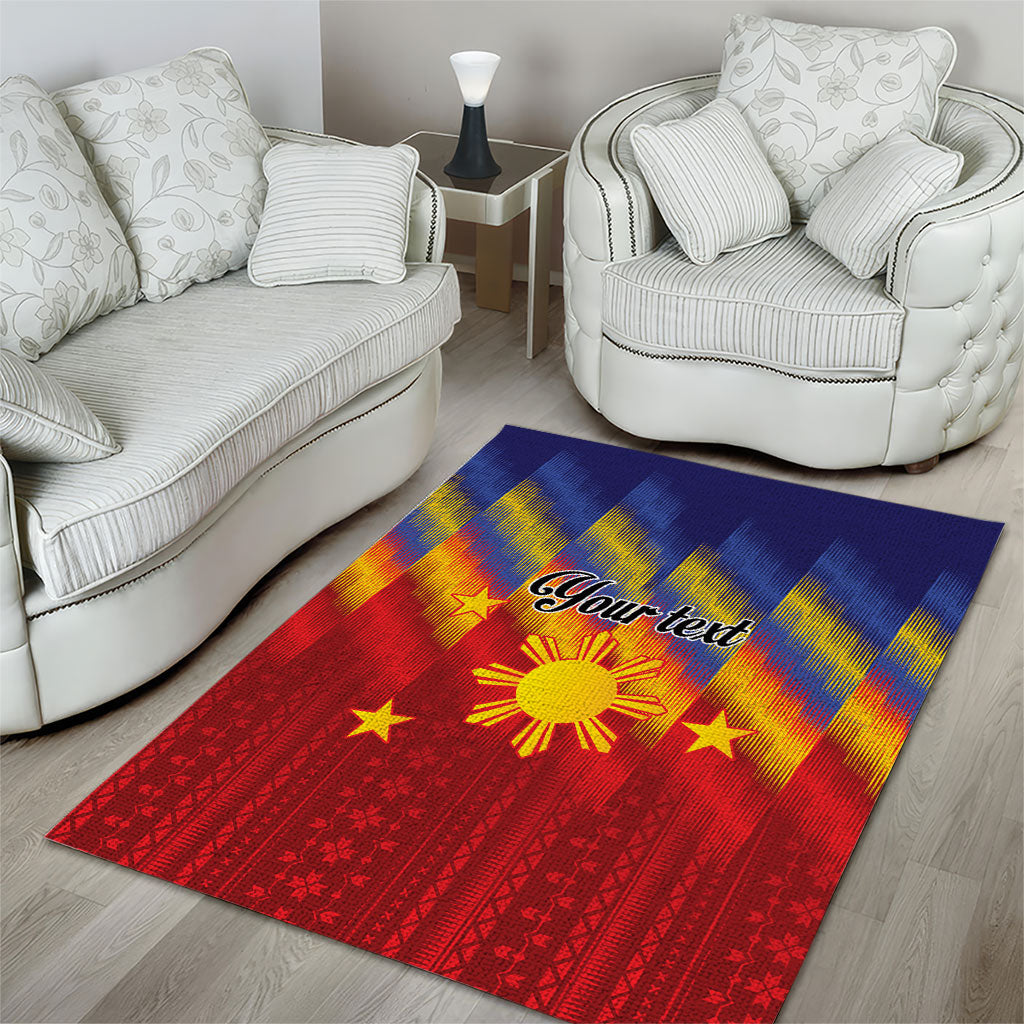 Personalized Philippines Eight Rays Sun Area Rug Traditional Filipino Igorot Pattern Motif LT9 - Polynesian Pride