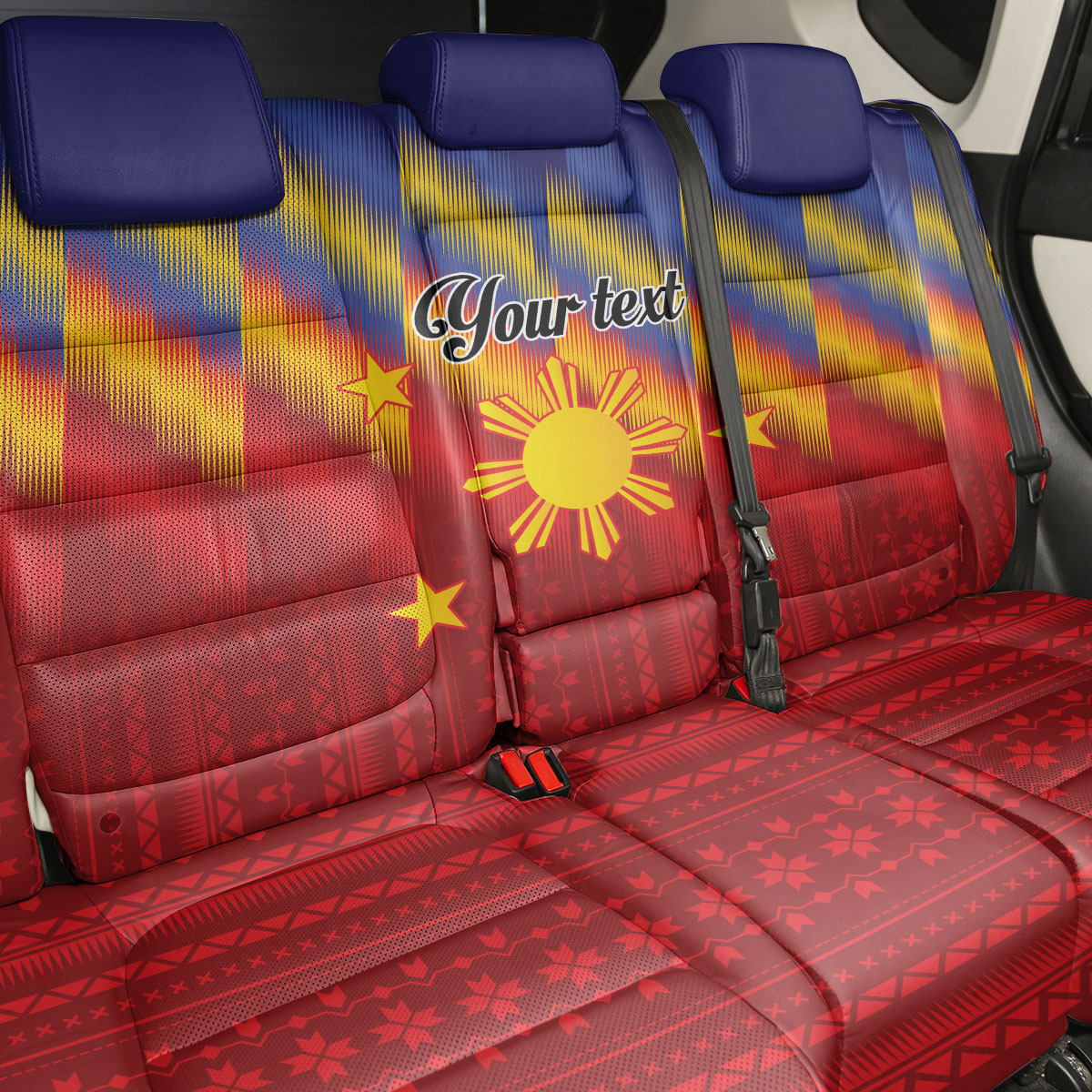 Personalized Philippines Eight Rays Sun Back Car Seat Cover Traditional Filipino Igorot Pattern Motif LT9 - Polynesian Pride