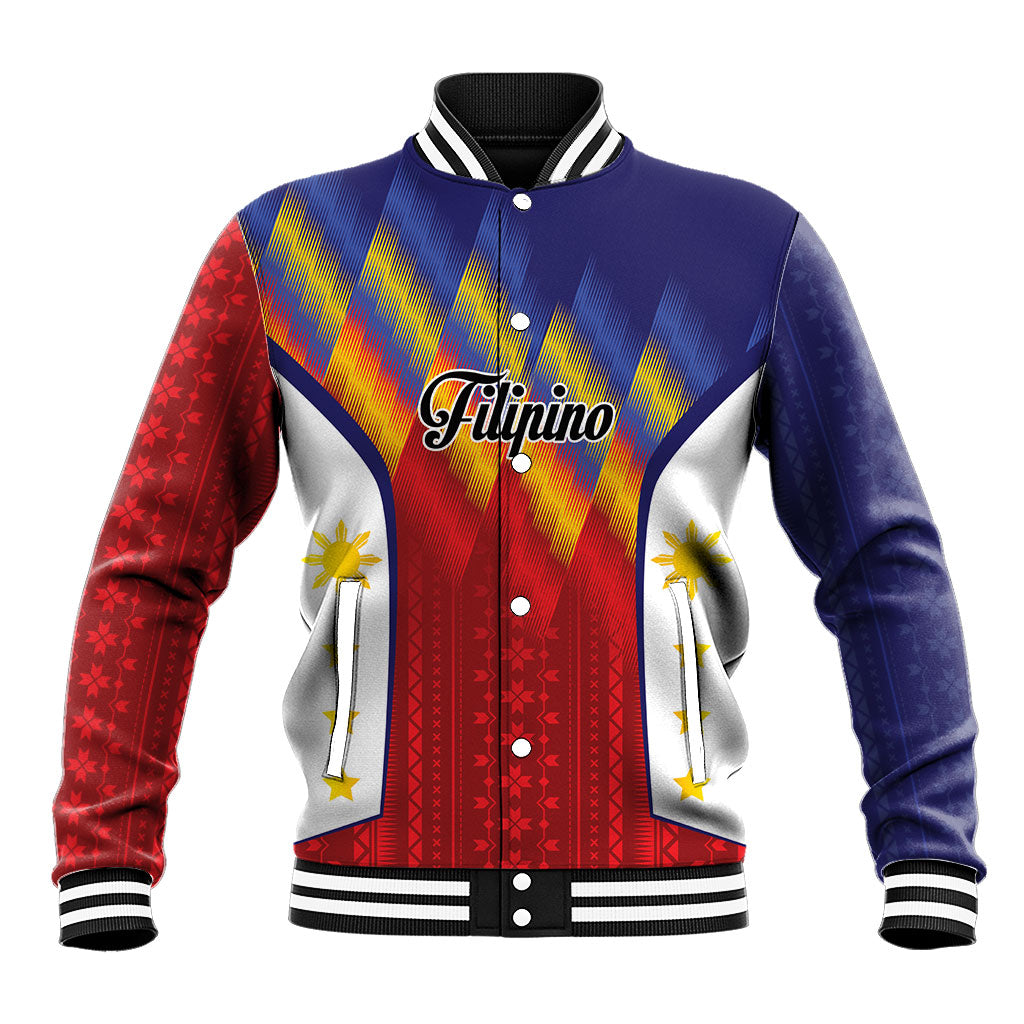 Personalized Philippines Eight Rays Sun Baseball Jacket Traditional Filipino Igorot Pattern Motif LT9 Unisex Red - Polynesian Pride