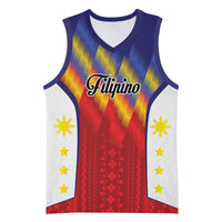 Personalized Philippines Eight Rays Sun Basketball Jersey Traditional Filipino Igorot Pattern Motif LT9 Unisex Red - Polynesian Pride