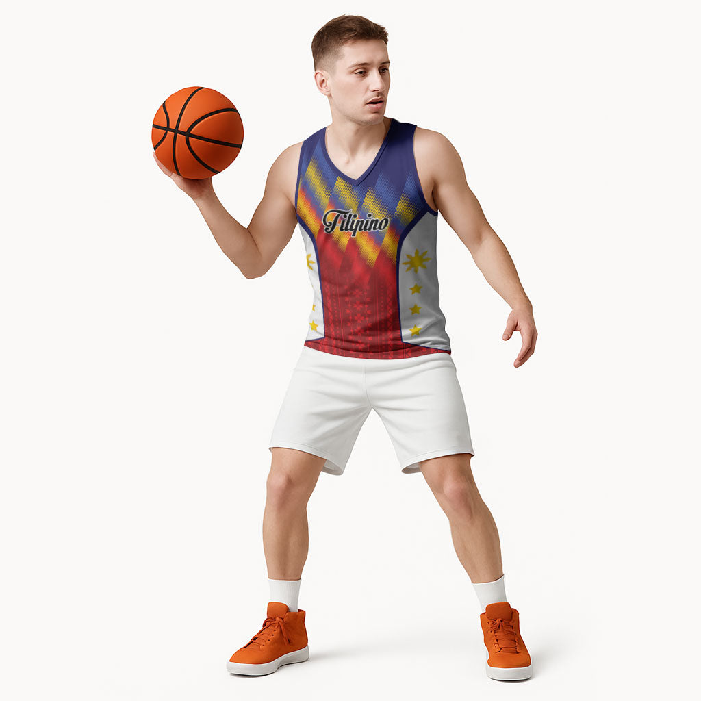 Personalized Philippines Eight Rays Sun Basketball Jersey Traditional Filipino Igorot Pattern Motif LT9 - Polynesian Pride