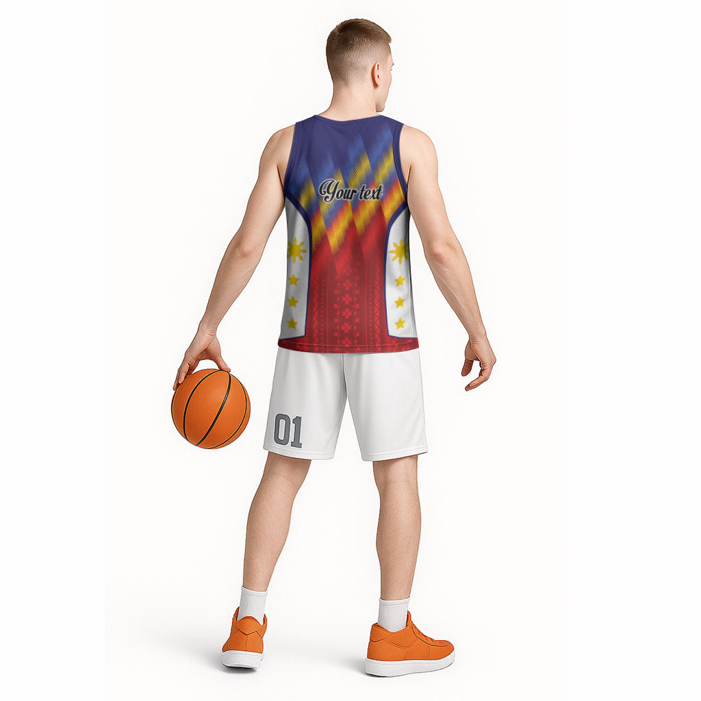 Personalized Philippines Eight Rays Sun Basketball Jersey Traditional Filipino Igorot Pattern Motif LT9 - Polynesian Pride