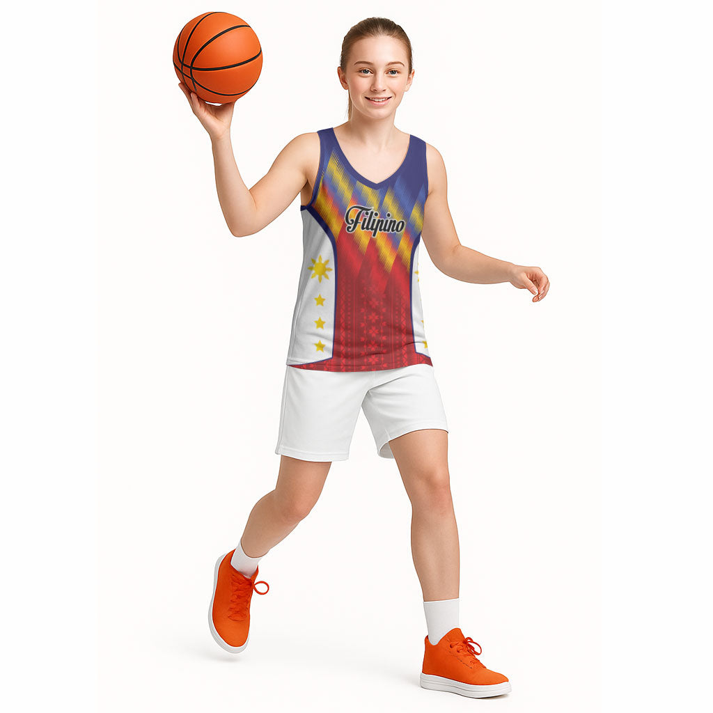 Personalized Philippines Eight Rays Sun Basketball Jersey Traditional Filipino Igorot Pattern Motif LT9 - Polynesian Pride