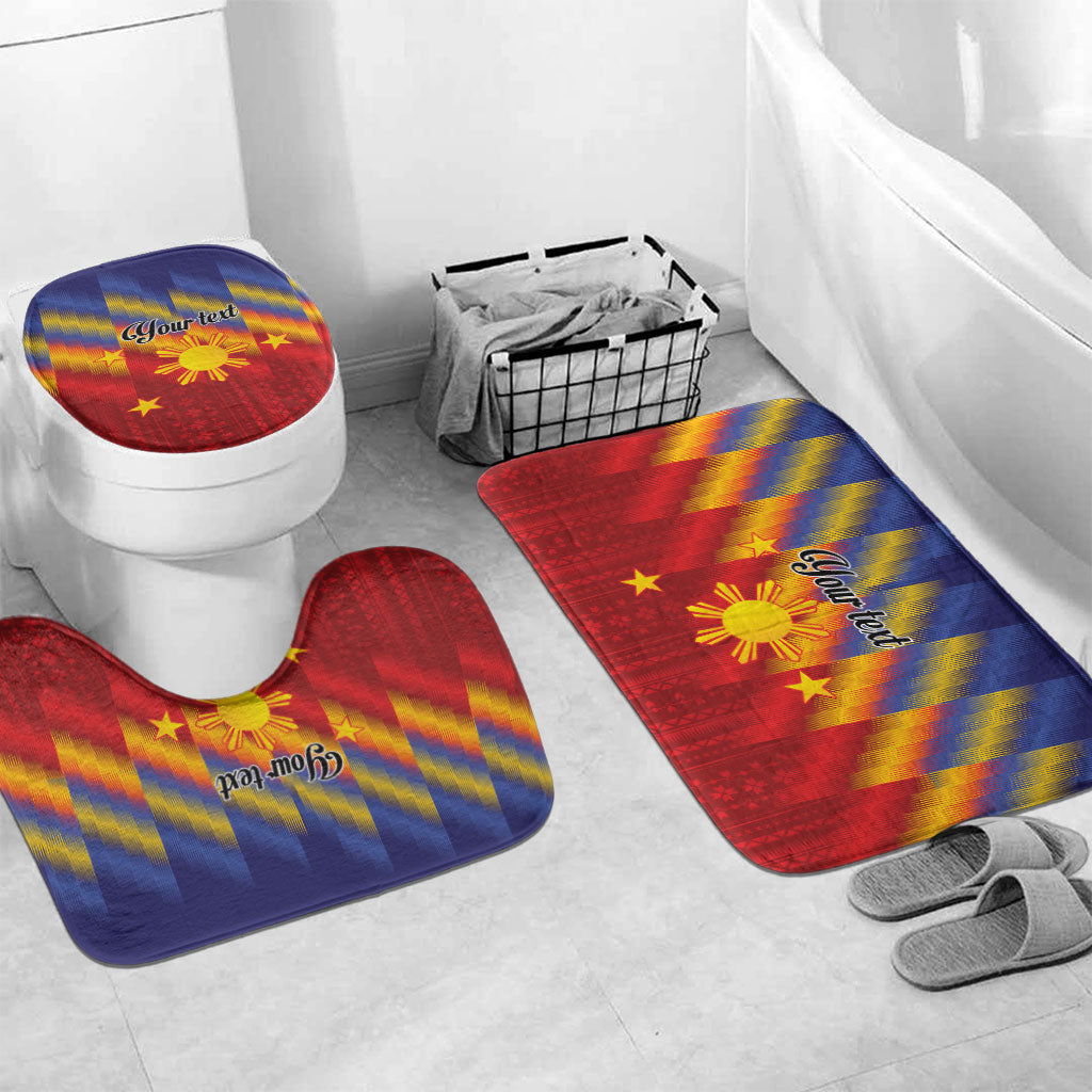 Personalized Philippines Eight Rays Sun Bathroom Set Traditional Filipino Igorot Pattern Motif LT9 Mat Set Only (3 pcs) One Size Red - Polynesian Pride