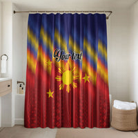 Personalized Philippines Eight Rays Sun Bathroom Set Traditional Filipino Igorot Pattern Motif LT9 Shower Curtain Only Red - Polynesian Pride