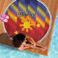 Personalized Philippines Eight Rays Sun Beach Blanket Traditional Filipino Igorot Pattern Motif LT9 - Polynesian Pride
