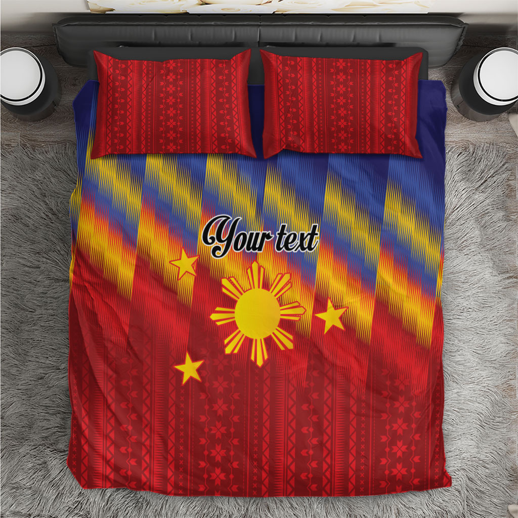 Personalized Philippines Eight Rays Sun Bedding Set Traditional Filipino Igorot Pattern Motif LT9 Red - Polynesian Pride