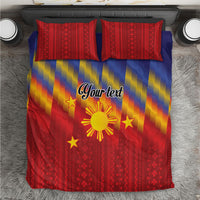 Personalized Philippines Eight Rays Sun Bedding Set Traditional Filipino Igorot Pattern Motif LT9 Red - Polynesian Pride