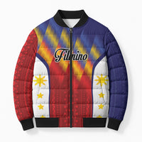 Personalized Philippines Eight Rays Sun Bomber Puffer Jacket Traditional Filipino Igorot Pattern Motif LT9 Unisex Red - Polynesian Pride