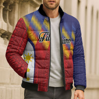 Personalized Philippines Eight Rays Sun Bomber Puffer Jacket Traditional Filipino Igorot Pattern Motif LT9 - Polynesian Pride