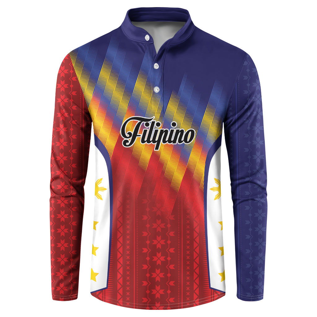Personalized Philippines Eight Rays Sun Button Sweatshirt Traditional Filipino Igorot Pattern Motif LT9 Red - Polynesian Pride