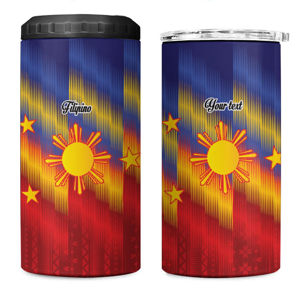 Personalized Philippines Eight Rays Sun 4 in 1 Can Cooler Tumbler Traditional Filipino Igorot Pattern Motif LT9 One Size: 16 oz Red - Polynesian Pride