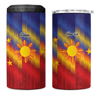 Personalized Philippines Eight Rays Sun 4 in 1 Can Cooler Tumbler Traditional Filipino Igorot Pattern Motif LT9 One Size: 16 oz Red - Polynesian Pride