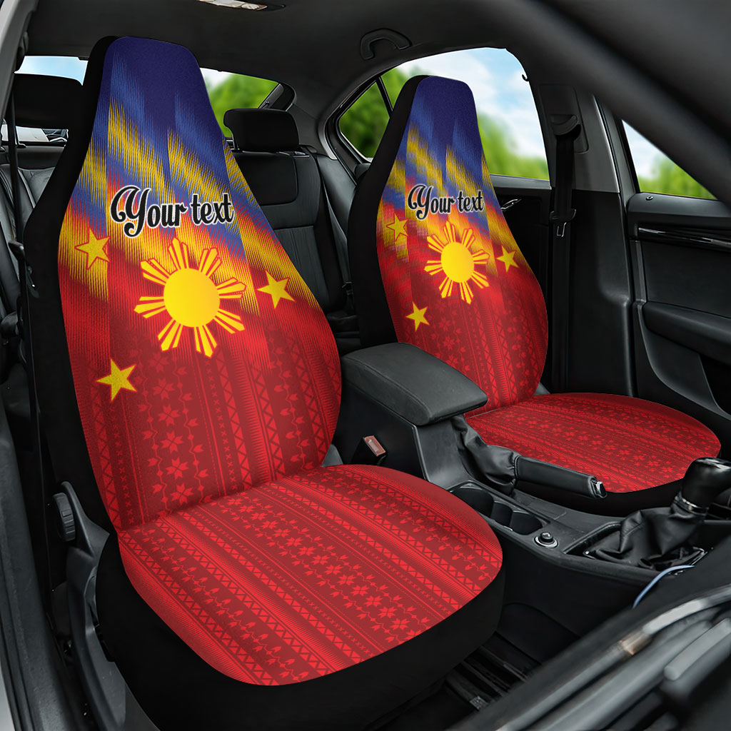 Personalized Philippines Eight Rays Sun Car Seat Cover Traditional Filipino Igorot Pattern Motif LT9 One Size Red - Polynesian Pride