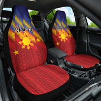 Personalized Philippines Eight Rays Sun Car Seat Cover Traditional Filipino Igorot Pattern Motif LT9 One Size Red - Polynesian Pride