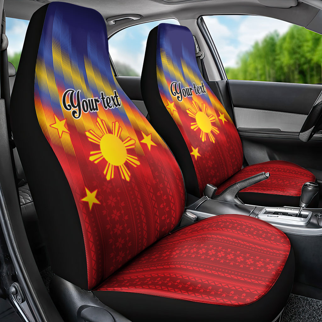 Personalized Philippines Eight Rays Sun Car Seat Cover Traditional Filipino Igorot Pattern Motif LT9 - Polynesian Pride
