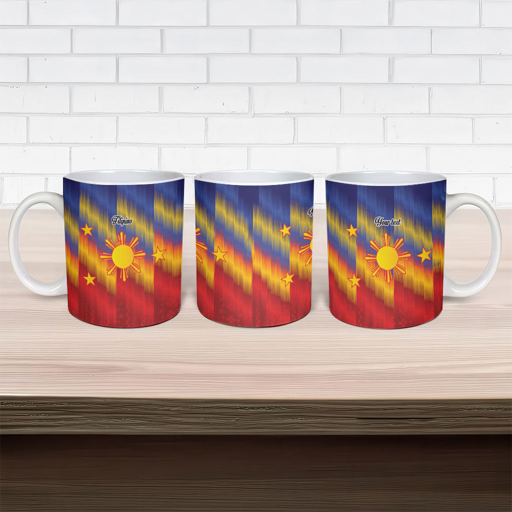 Personalized Philippines Eight Rays Sun Ceramic Mug Traditional Filipino Igorot Pattern Motif LT9 - Polynesian Pride
