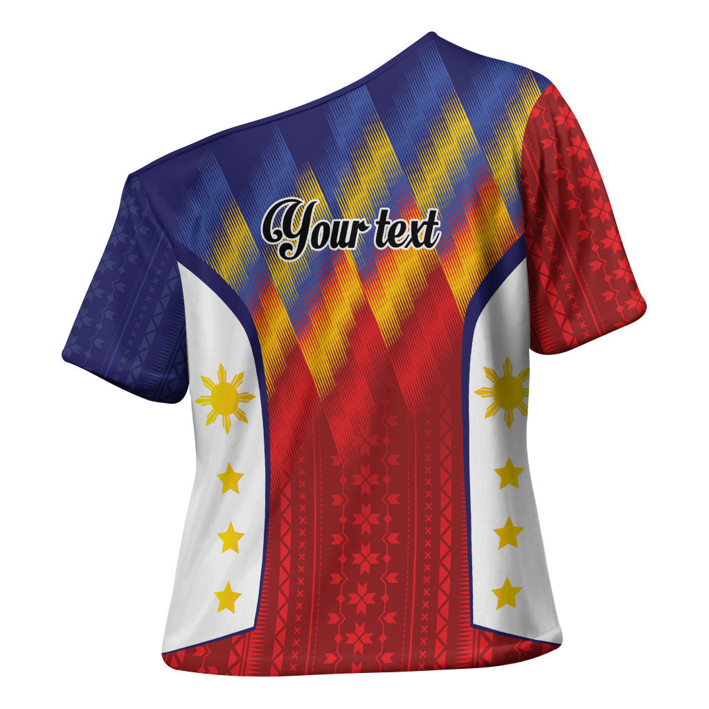 Personalized Philippines Eight Rays Sun Cross Shoulder Shirt Traditional Filipino Igorot Pattern Motif LT9 - Polynesian Pride