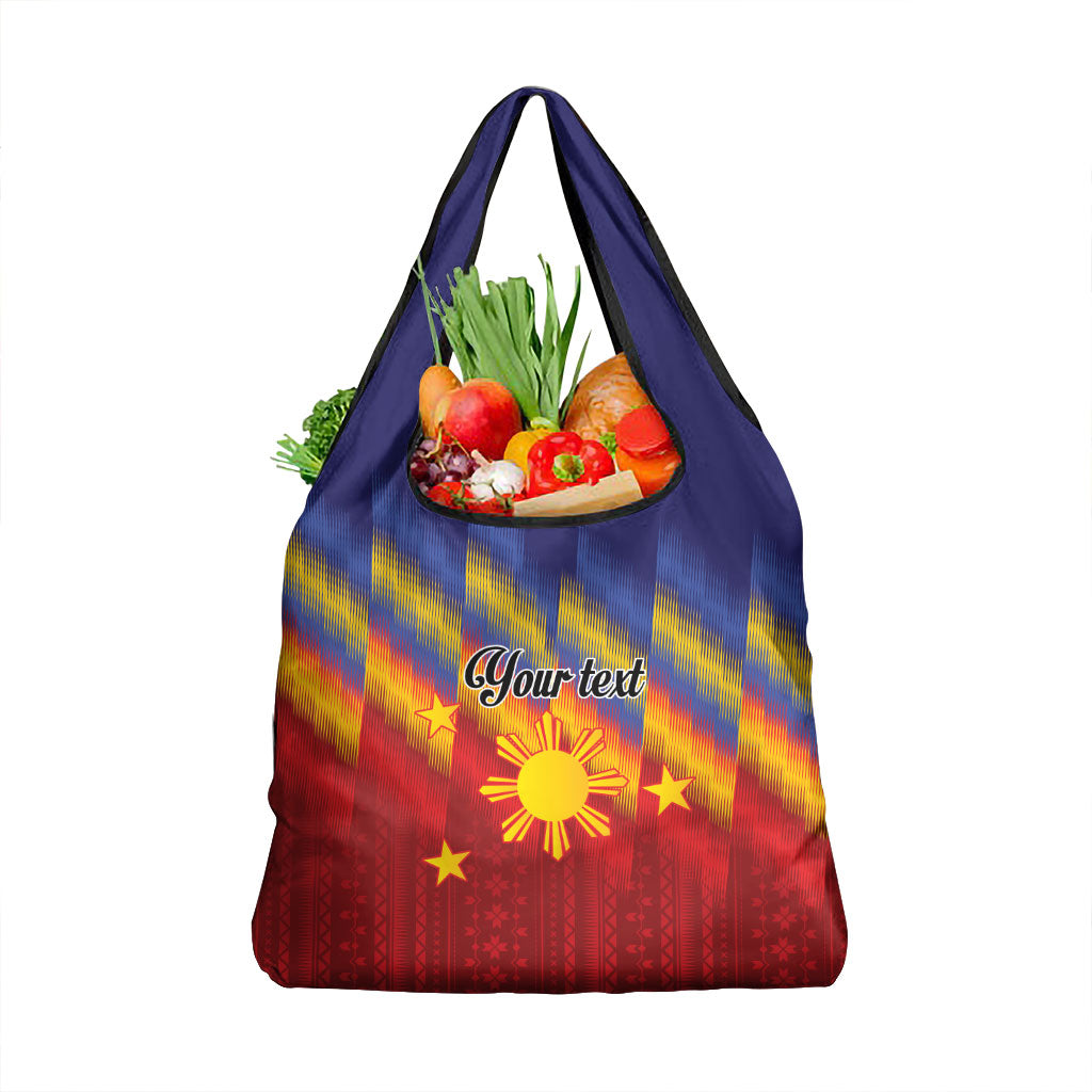 Personalized Philippines Eight Rays Sun Grocery Bag Traditional Filipino Igorot Pattern Motif LT9 1-pack One Size Red - Polynesian Pride