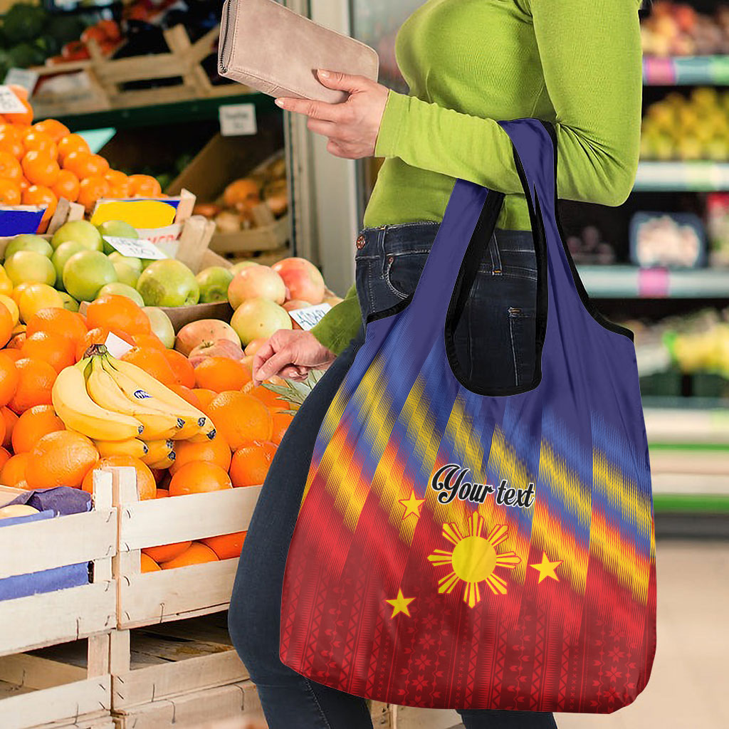 Personalized Philippines Eight Rays Sun Grocery Bag Traditional Filipino Igorot Pattern Motif LT9 - Polynesian Pride