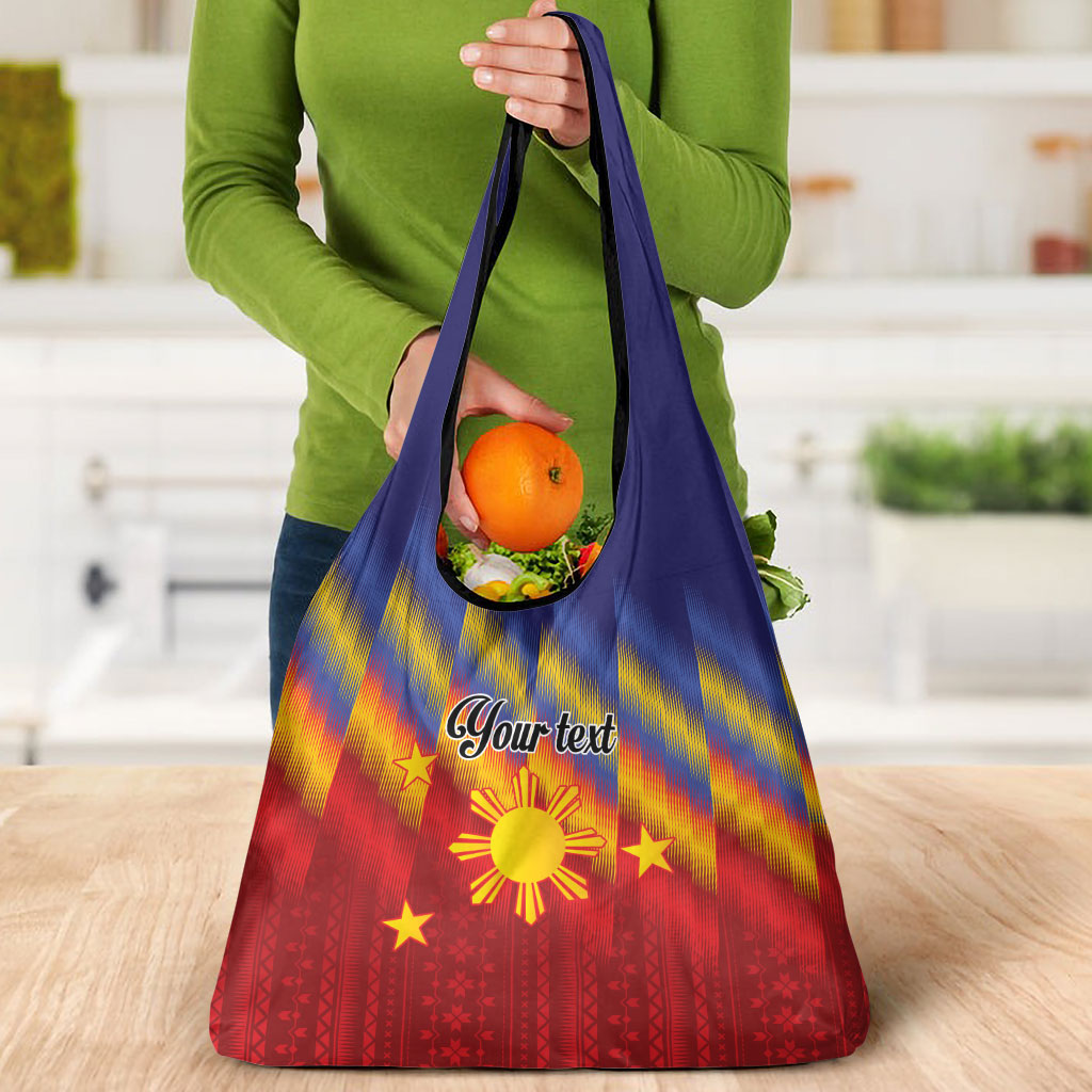 Personalized Philippines Eight Rays Sun Grocery Bag Traditional Filipino Igorot Pattern Motif LT9 - Polynesian Pride