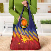 Personalized Philippines Eight Rays Sun Grocery Bag Traditional Filipino Igorot Pattern Motif LT9 - Polynesian Pride