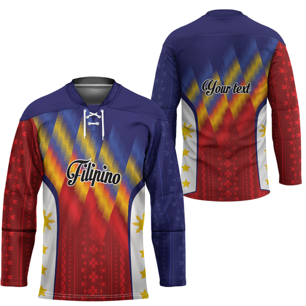 Personalized Philippines Eight Rays Sun Hockey Jersey Traditional Filipino Igorot Pattern Motif LT9 - Polynesian Pride