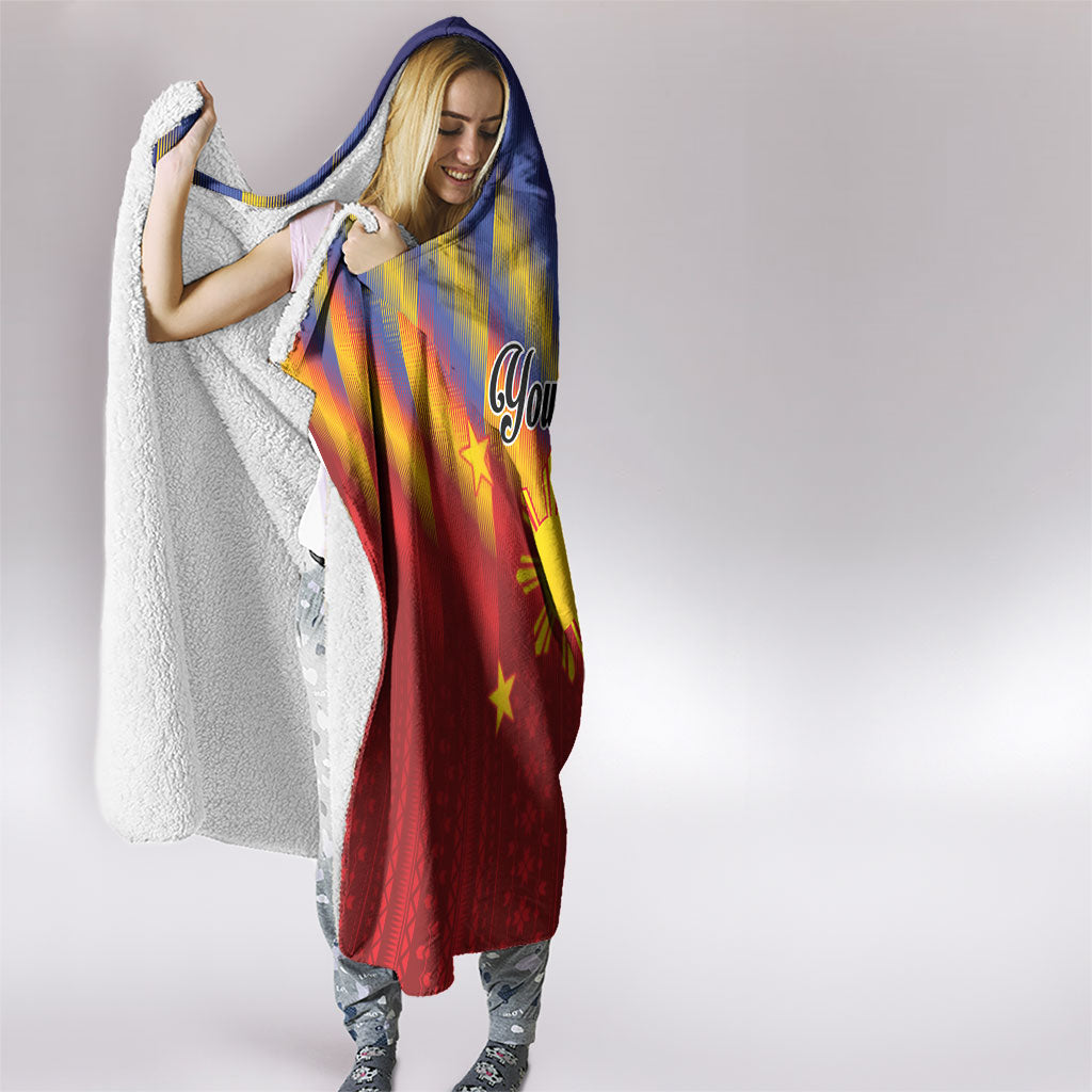 Personalized Philippines Eight Rays Sun Hooded Blanket Traditional Filipino Igorot Pattern Motif LT9 - Polynesian Pride